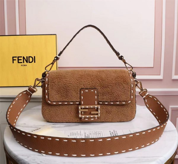 Fendi Baguette Brown Suede Bag FD-029