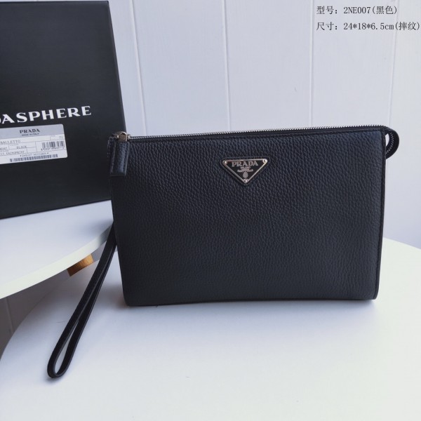 Prada Black Leather Clutch PR148