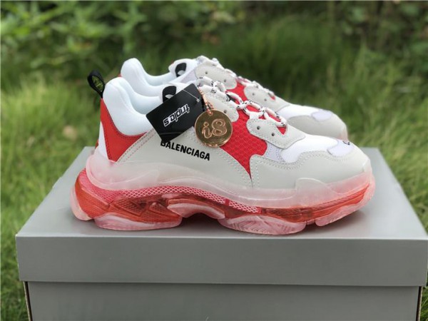 Balenciaga Triple S Clear Sole White/Red (BAL-N21)