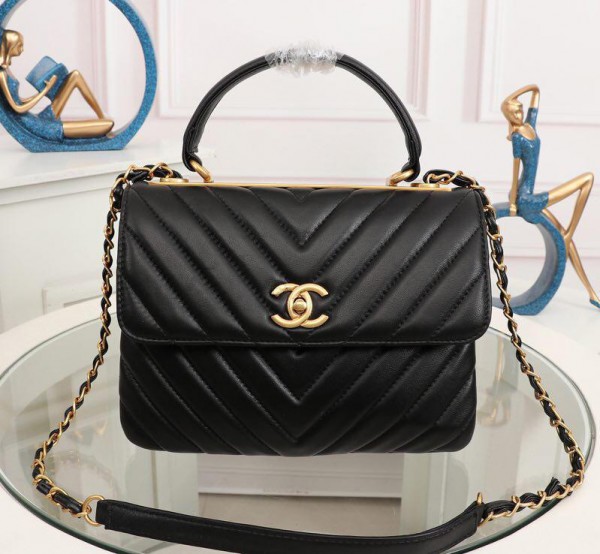 Chanel Top Handle Flap Bags (CH027SV-Black)