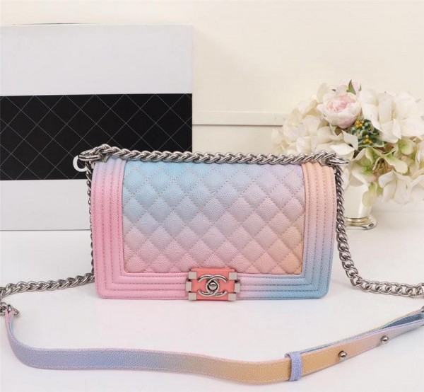 Chanel Rainbow BOY CHANEL Handbag (CH190-Pink-Buckle)