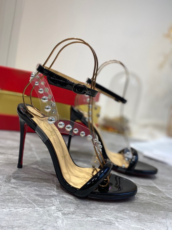 Christian Louboutin Black Round Spike Sandal CL-H006