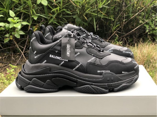 Balenciaga Allover Logo Triple S Black (BAL-W03)