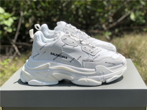 Balenciaga Allover Logo Triple S White (BAL-W04)