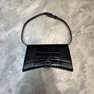 Balenciaga Hourglass Crocodile Bag Black BGHG-005