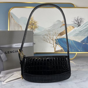 Balenciaga Ghost Sling Bag Crocodile Leather Black BGSB-0011