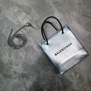 Balenciaga Xxs Leather Shopping Tote Bag - Silver BXXS-004 