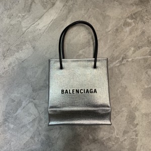 Balenciaga Xxs Leather Shopping Tote Bag - Grey Metacllic BXXS-009