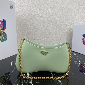 Prada Medieval Cleo Leather Bag Green PR011