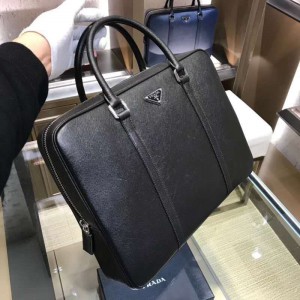 Prada Saffiano Leather Briefcase Black PR063