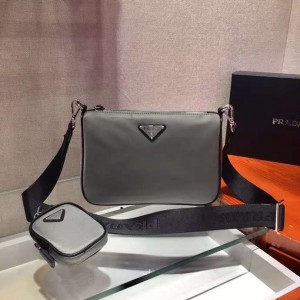 Prada Grey Leather Shoulder Bag PR112