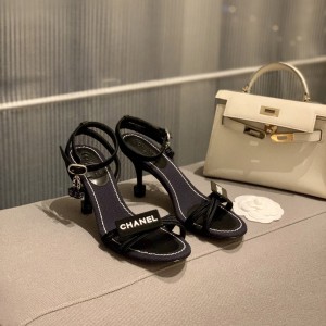 Chanel High Heels Sandals Black CHN-181