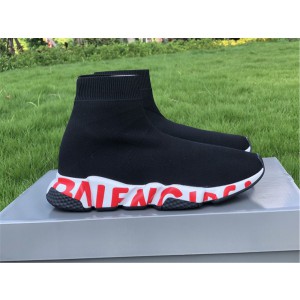 Balenciaga Red/White Graffiti Speed Sneaker Black (BAL-W26)